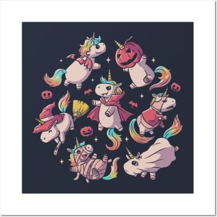 Halloween Unicorns Cute Spooky Magic Posters and Art